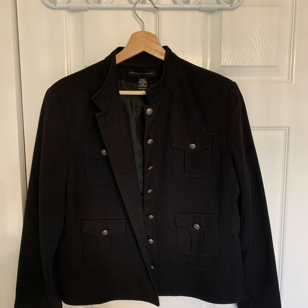 New York & Company Black Military Style Jacket Size 14